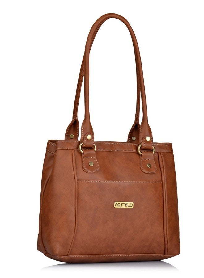 Fostelo Women's Hynes Satchel Tote Handbag for Women | Ladies Purse | Stylish Shoulder Bag | Gift For Women | Tan - Image 1